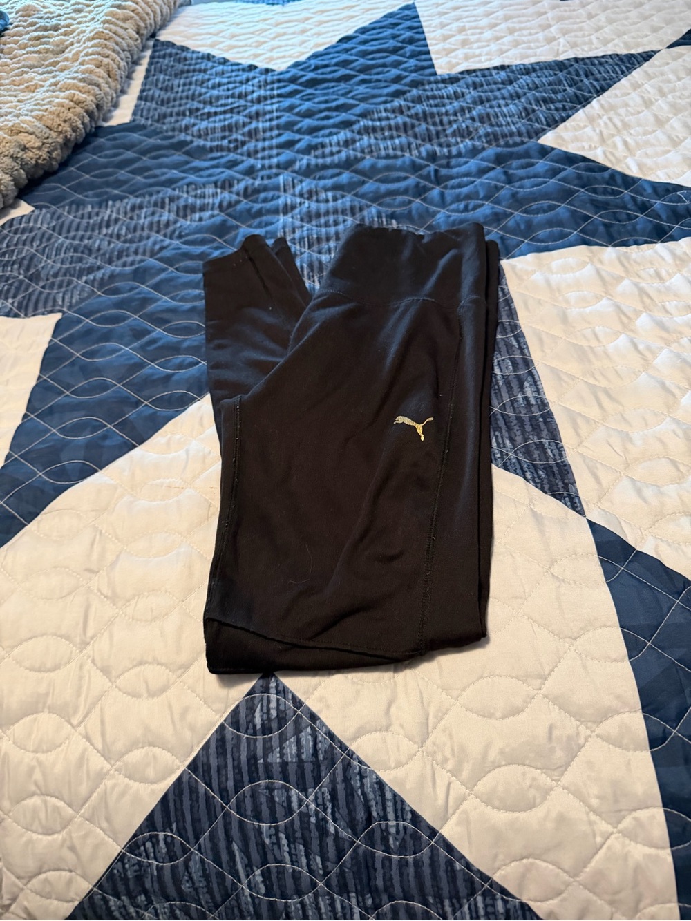 Puma Black womens Leggings with Gold Logo
